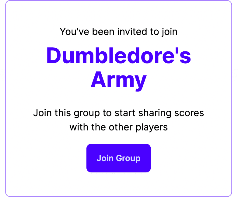 Join a group via an invite link to see how your scores compare with others